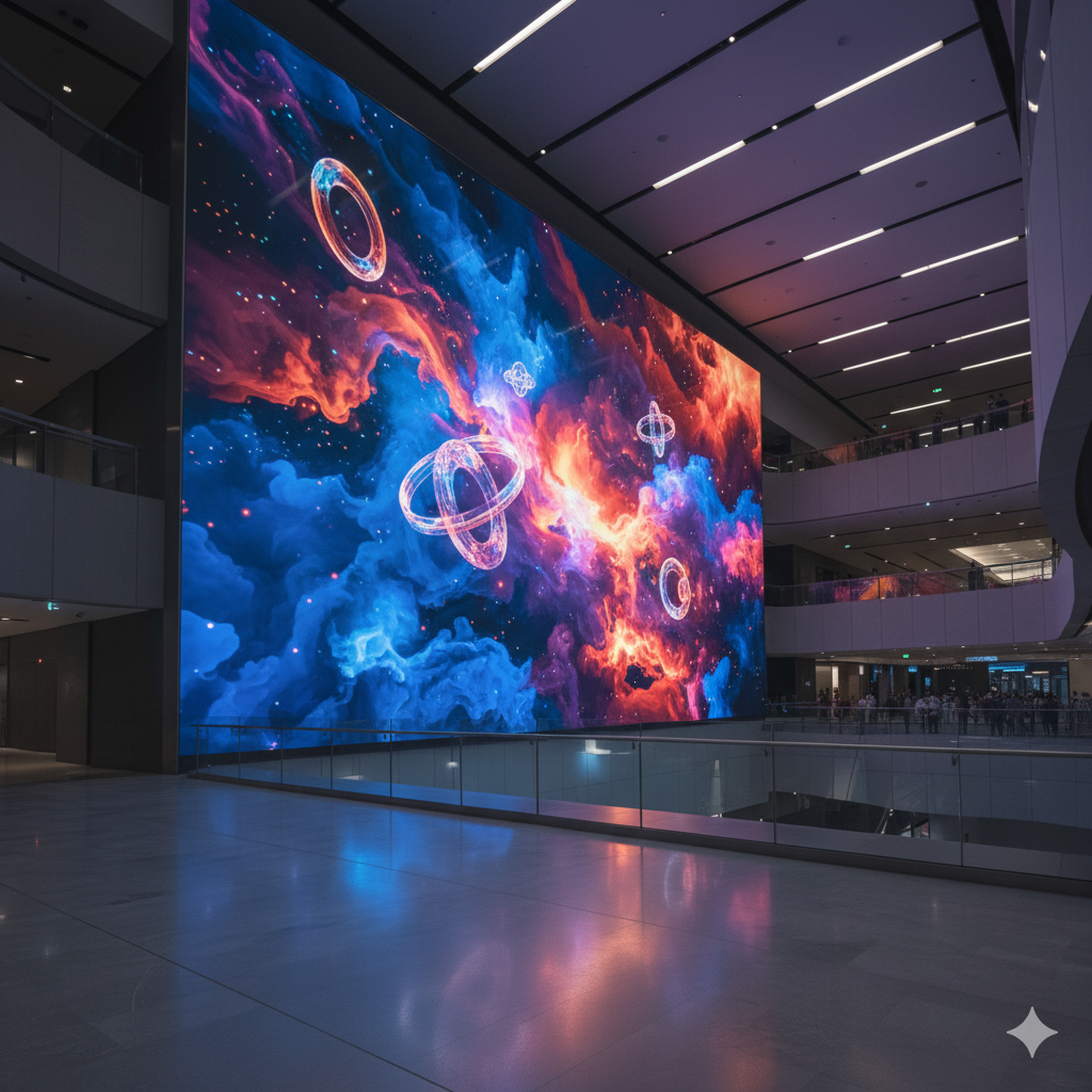 AVM iç mekana özel P3.9 dev LED ekran – yüksek çözünürlüklü dijital gösterim paneli